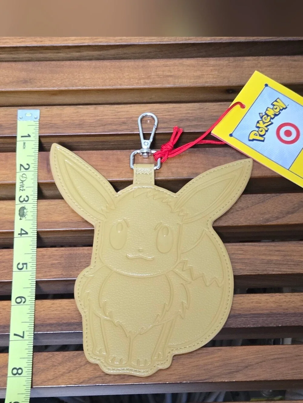 Pokémon x Target Embossed Tan Vegan Leather Eevee Card Holder Bag Charm NWT